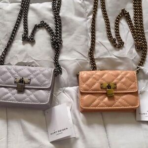 Kurt Geiger Quilted Crossbody Bag - Lavender and Peach